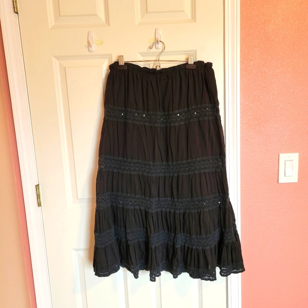 Tiara Boho Black Skirt